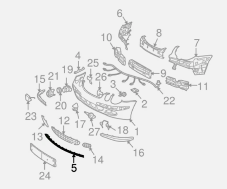 Bandou ornament Bara fata intre proiectoare Mercedes E- CLASS W211 AVANTGARDE 2002-2006 NEVOPSIT [2]