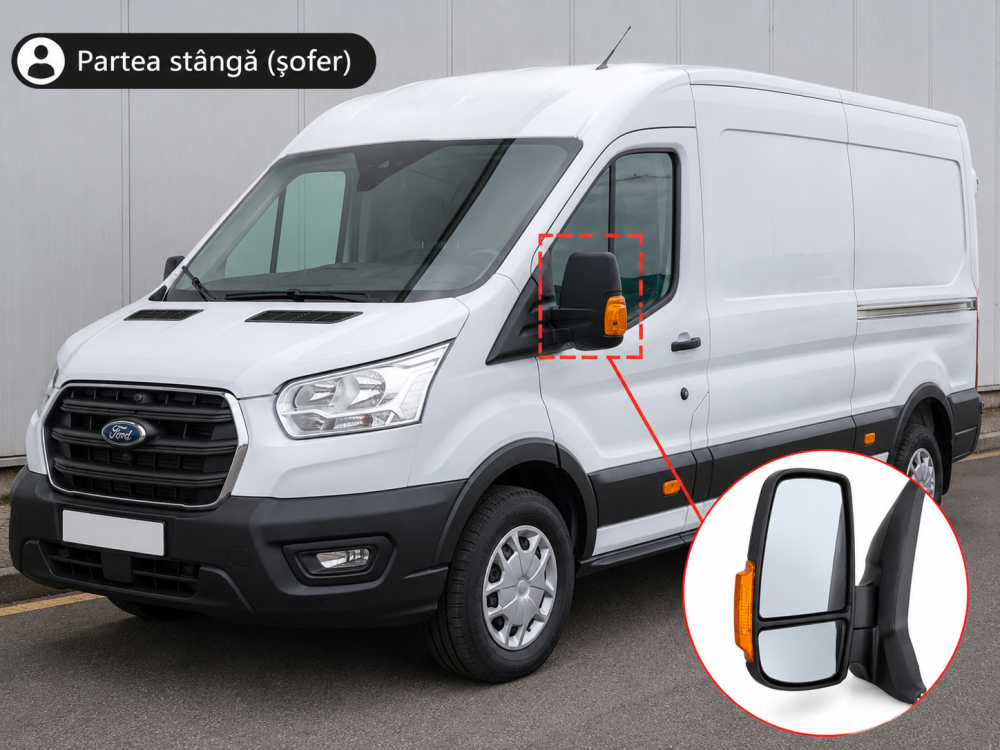 Oglindă Laterală Stângă Electric Convexă Încălzire Braț Scurt Cu Indicator — FORD TRANSIT VI V363 (2014–2018) [4]