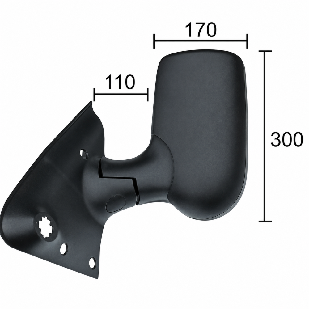 Oglindă Laterală Stângă Manual Convexă Braț Scurt — FORD TRANSIT V / TRANSIT V FL (2000–2014) | OE 4158406 [2]