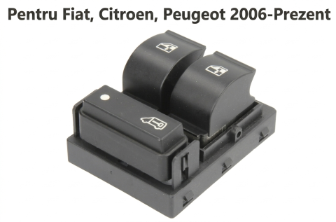 Fiat Ducato - Comutator Macara Geam Față Stânga 3 Butoane Fără Reglaj Oglinzi — Fiat Ducato / Citroën Jumper III / Peugeot Boxer 2.0D–3.0D (04.2006–Prezent)