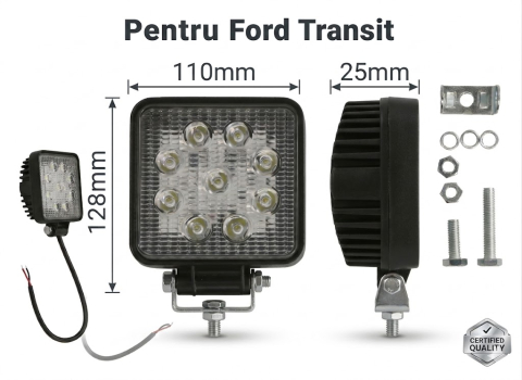 Ford Transit 08.2000 – 07.2006 (Platforma V184/V185) - Lampă LED Lucru/Marșarier 27W 9×3W IP68
