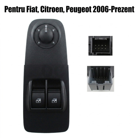 Fiat Ducato - Comutator Macara Geam Față Stânga Cu Reglaj Oglinzi — Fiat Ducato / Citroën Jumper III / Peugeot Boxer 2.0D–3.0D (04.2006–Prezent)