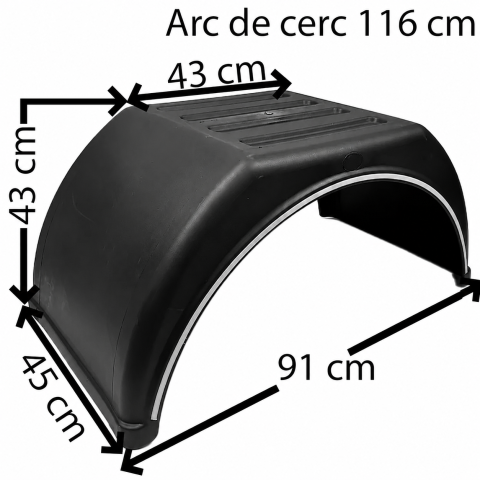 Aripă Semiremorcă Plastic 450×1470mm Bază 910mm Negru | CARGO-MUD-20 [1]