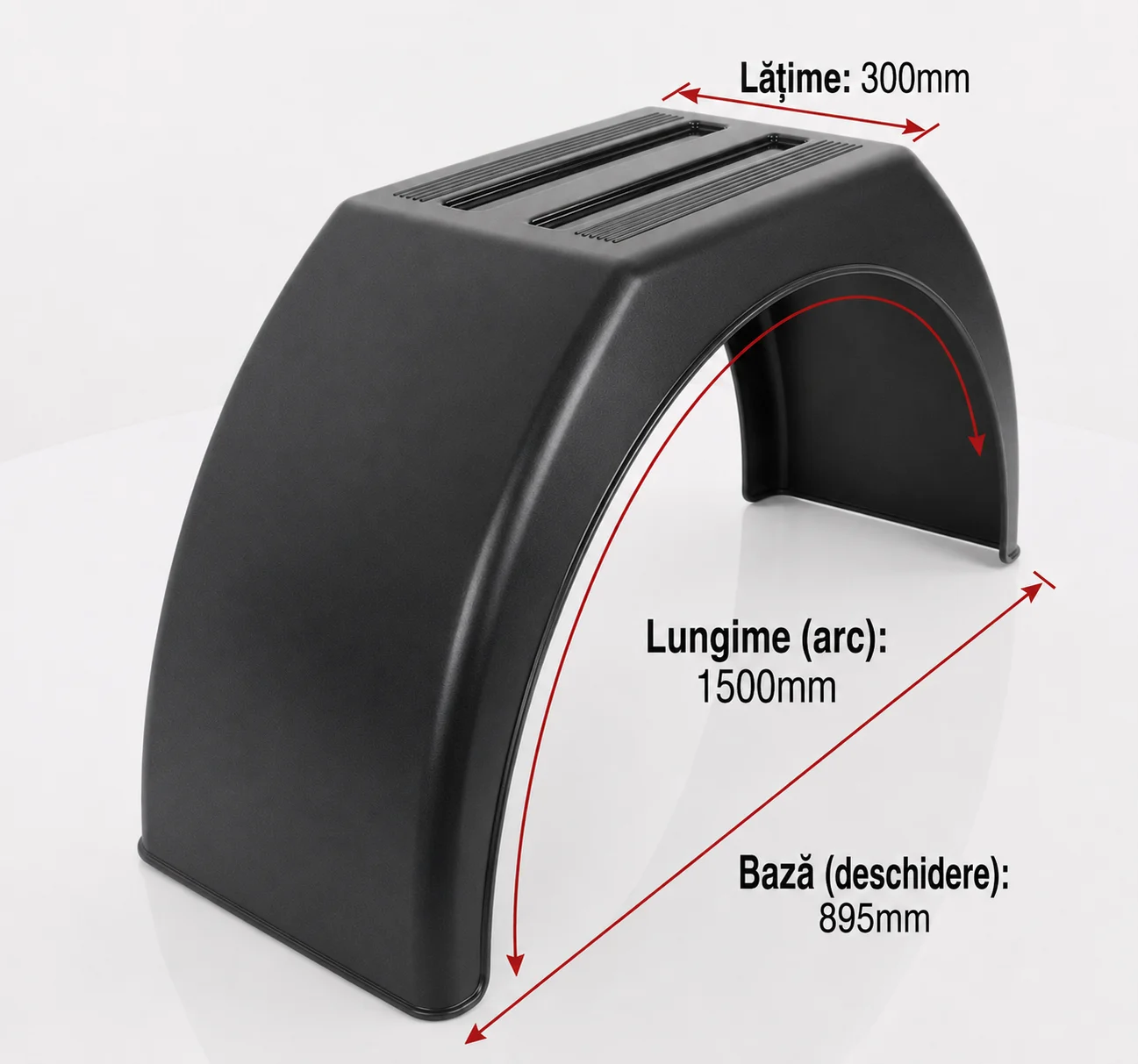 Aripă Semiremorcă Plastic 300×1500mm Bază 895mm Negru | CARGO-MUD-21 [1]
