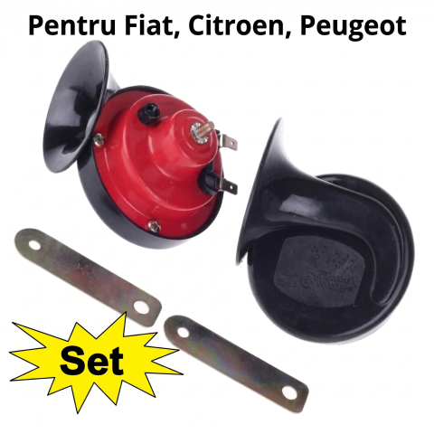 Fiat Ducato  04.2002 - 07.2006 (Platforma X244) - Claxon Dublu 12V 110dB Set 2 Buc Fără Releu Negru-Roșu — FIAT DUCATO / CITROËN JUMPER / PEUGEOT BOXER (1994–Prezent)