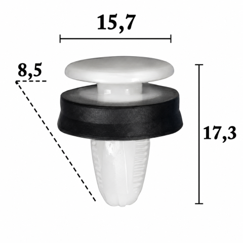 Ford Transit 05.2014 – Prezent (Platforma V363) - Clips Fixare Exterior Alb 8,5×17,3mm — FORD TRANSIT (2014–Prezent)