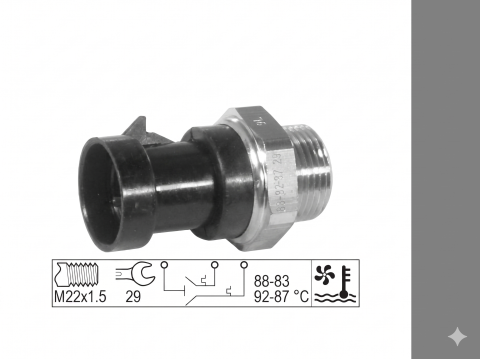 Comutator Temperatură Ventilator Radiator M22×1,5 88–92°C — FIAT DUCATO / CITROËN JUMPER I-II (1994–2006) [1]