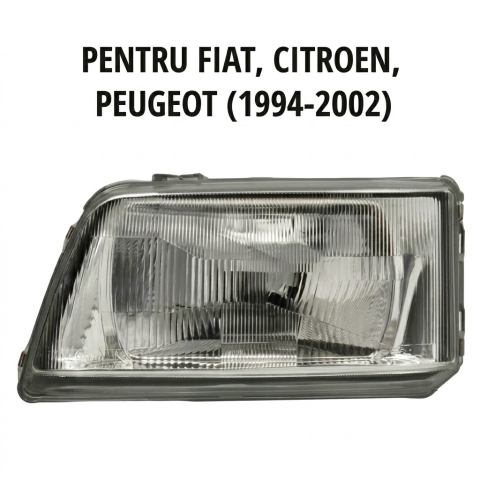 Fiat Ducato  03.1994 - 04.2002  (Platforma X230) - Far Față Stânga H4 Reglaj Hidraulic Insert Argintiu ECE — FIAT DUCATO / CITROËN JUMPER I / PEUGEOT BOXER (1994–2002)
