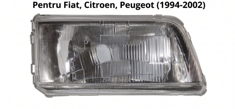 Peugeot Boxer 02.1994 - 04.2002 (Platforma 230) - Far Față Dreapta H4 Reglaj Hidraulic Insert Argintiu ECE — FIAT DUCATO / CITROËN JUMPER I / PEUGEOT BOXER (1994–2002)
