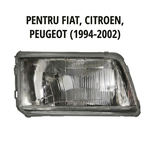 Fiat Ducato - Far Față Dreapta H4 Reglaj Hidraulic Insert Argintiu ECE — FIAT DUCATO / CITROËN JUMPER I / PEUGEOT BOXER (1994–2002)