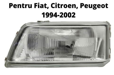 Fiat Ducato - Far Față Dreapta H4 Reglaj Hidraulic Insert Argintiu ECE — FIAT DUCATO / CITROËN JUMPER I / PEUGEOT BOXER (1994–2002)