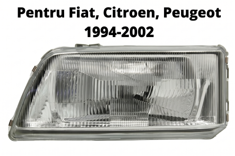 Fiat Ducato - Far Față Stânga H4 Reglaj Hidraulic Insert Argintiu ECE — FIAT DUCATO / CITROËN JUMPER I / PEUGEOT BOXER (1994–2002)