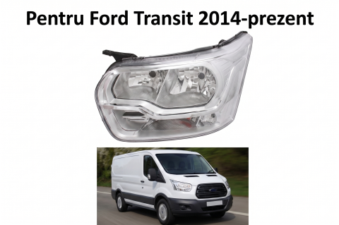 Ford Transit - Lampă Frontală Față Stânga H7/H15 Electric Cu Motoras DRL Insert Cromat ECE — FORD TRANSIT VI V363 (08.2013–08.2018)