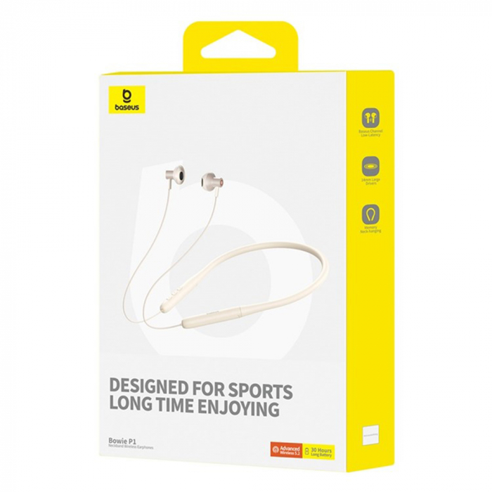 Baseus - Bluetooth Earphones Bowie P1 (A00025800223-Z1) - Half In-ear Neckband, Bluetooth 5.2 - Stellar White [6]