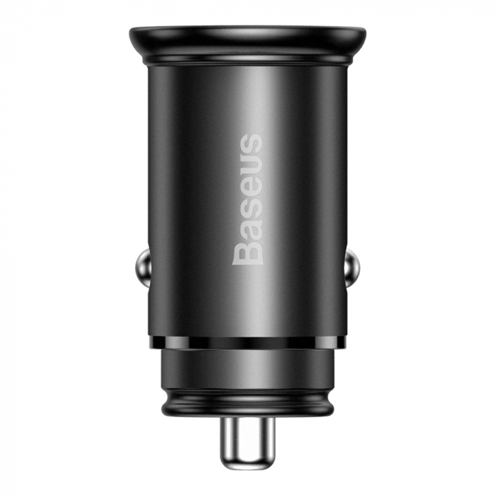 Baseus - Car Charger Circular Metal (CCALL-BS01) - Type-C, USB, PPS 30W, Multi Protocol - Black [2]