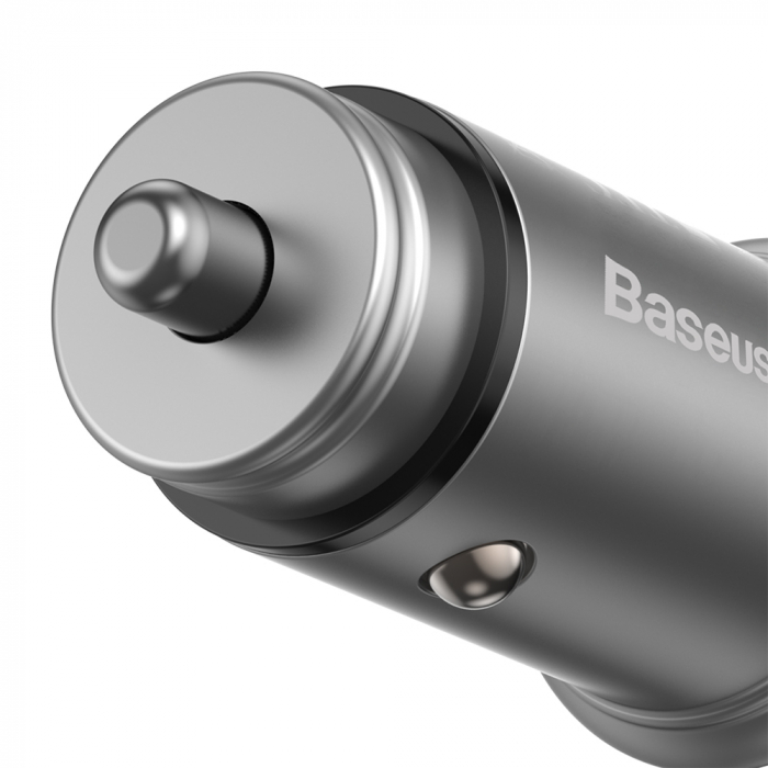 Baseus - Car Charger Circular Metal (CCALL-BS0S) - Type-C, USB, PPS 30W, Multi Protocol - Silver [2]