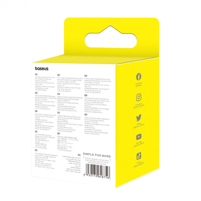 Baseus - Car Holder (C40141201G13-00) - Magnetic Grip for Air Vent - Rose Gold [2]