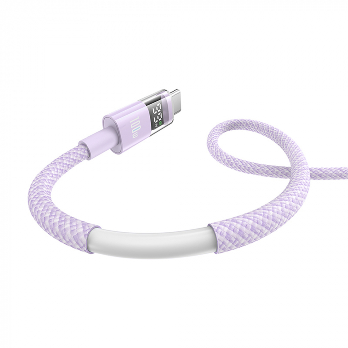 Baseus - Data Cable Display 2 (P10382702511-01) - Fast Charging, Type-C to Type-C, Digital Display, 100W, 2m - Nebula Purple [5]