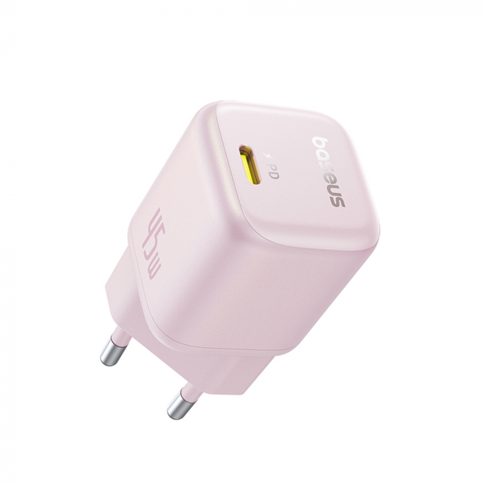 Baseus - Wall Charger PicoGo  - GaN, Fast Charging, 45W, USB-C - Baby Pink [5]