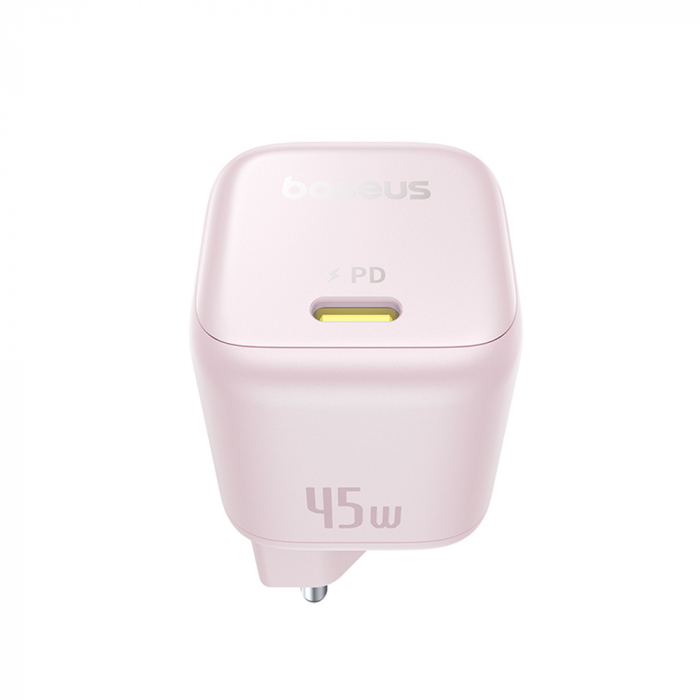 Baseus - Wall Charger PicoGo  - GaN, Fast Charging, 45W, USB-C - Baby Pink [6]