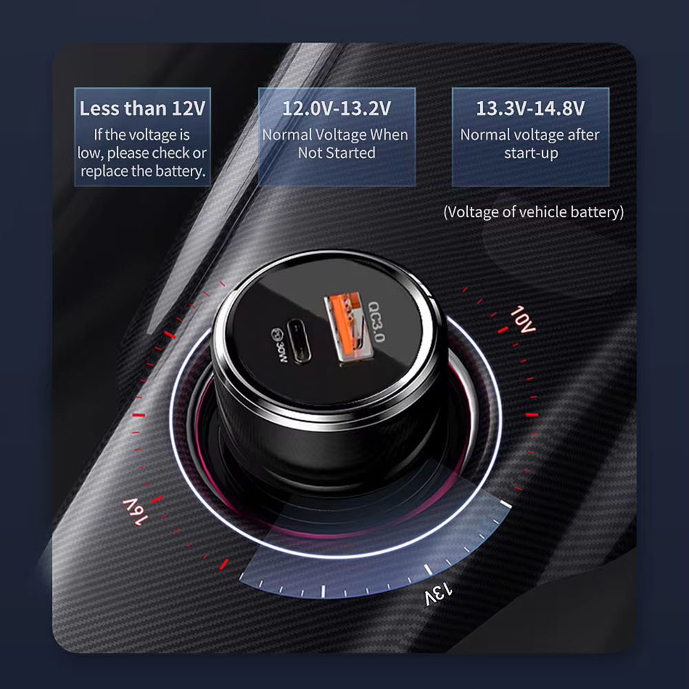 Car Charger Premium (TE-P31) - USB QC3.0 18W, Type-C PD30W, Total 48W, LED Light - Black [3]