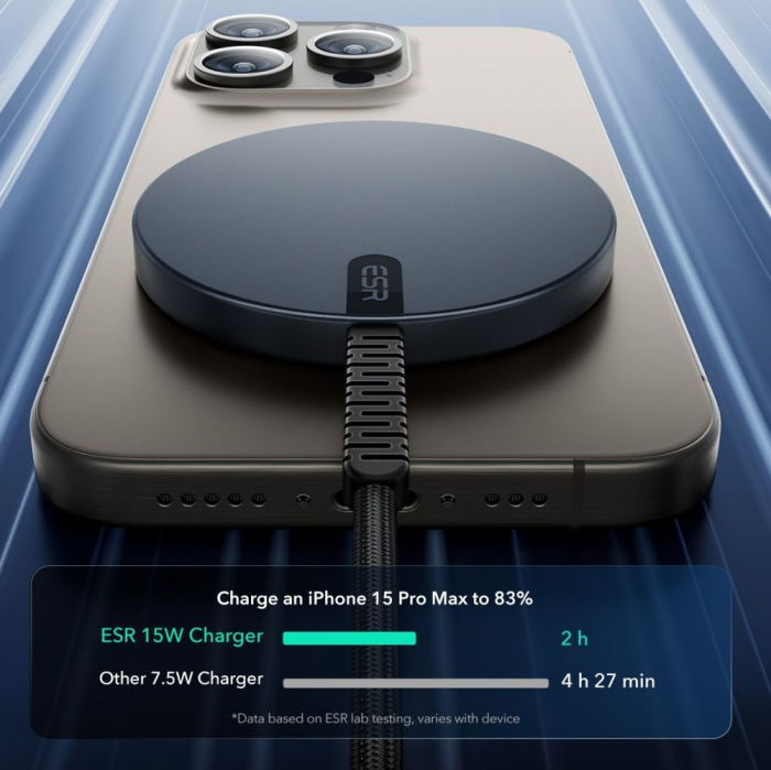 ESR - Mini Magnetic Wireless Charger HaloLock Qi2 - MagSafe Compatible, 15W, with Type-C Cable, 1.5m - Black [7]