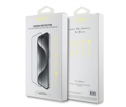 Folie de protectie Ecran Guess Classic Outline pentru Apple iPhone 16 Pro, Sticla securizata, Full Glue, 2.5D, Neagra GUTGP16LBOKGCIT [2]