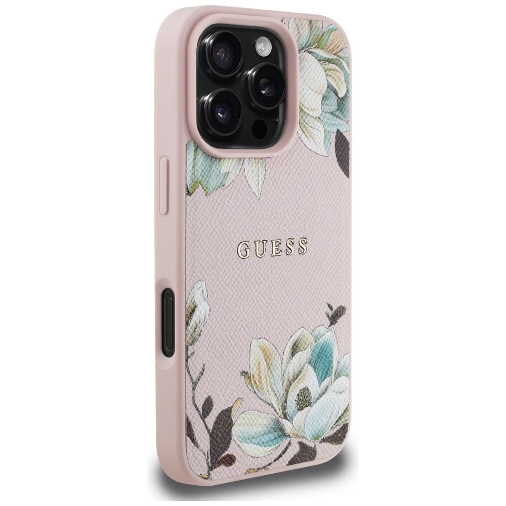 Guess - Grained Flowers MagSafe (GUHMP16XPGNMPLMP) - iPhone 16 Pro Max - Pink [4]