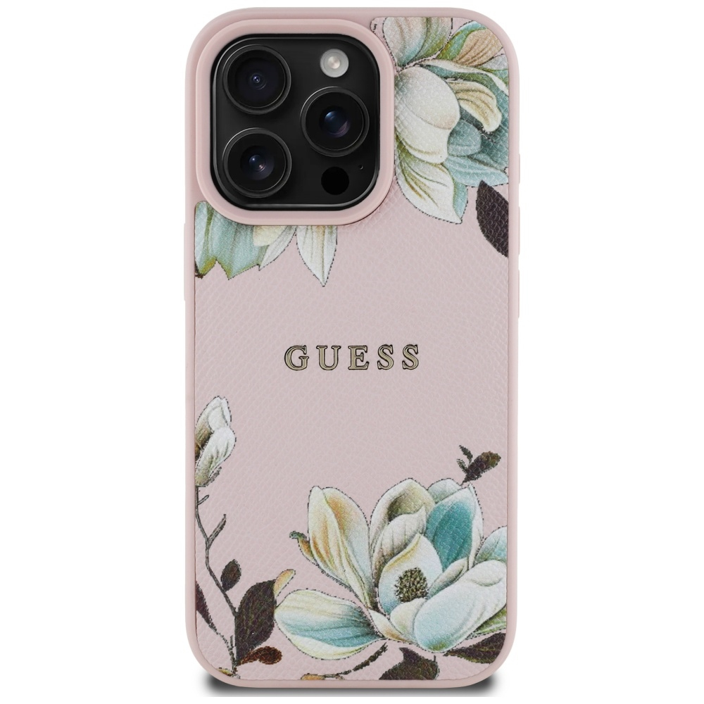 Guess - Grained Flowers MagSafe (GUHMP16XPGNMPLMP) - iPhone 16 Pro Max - Pink [6]