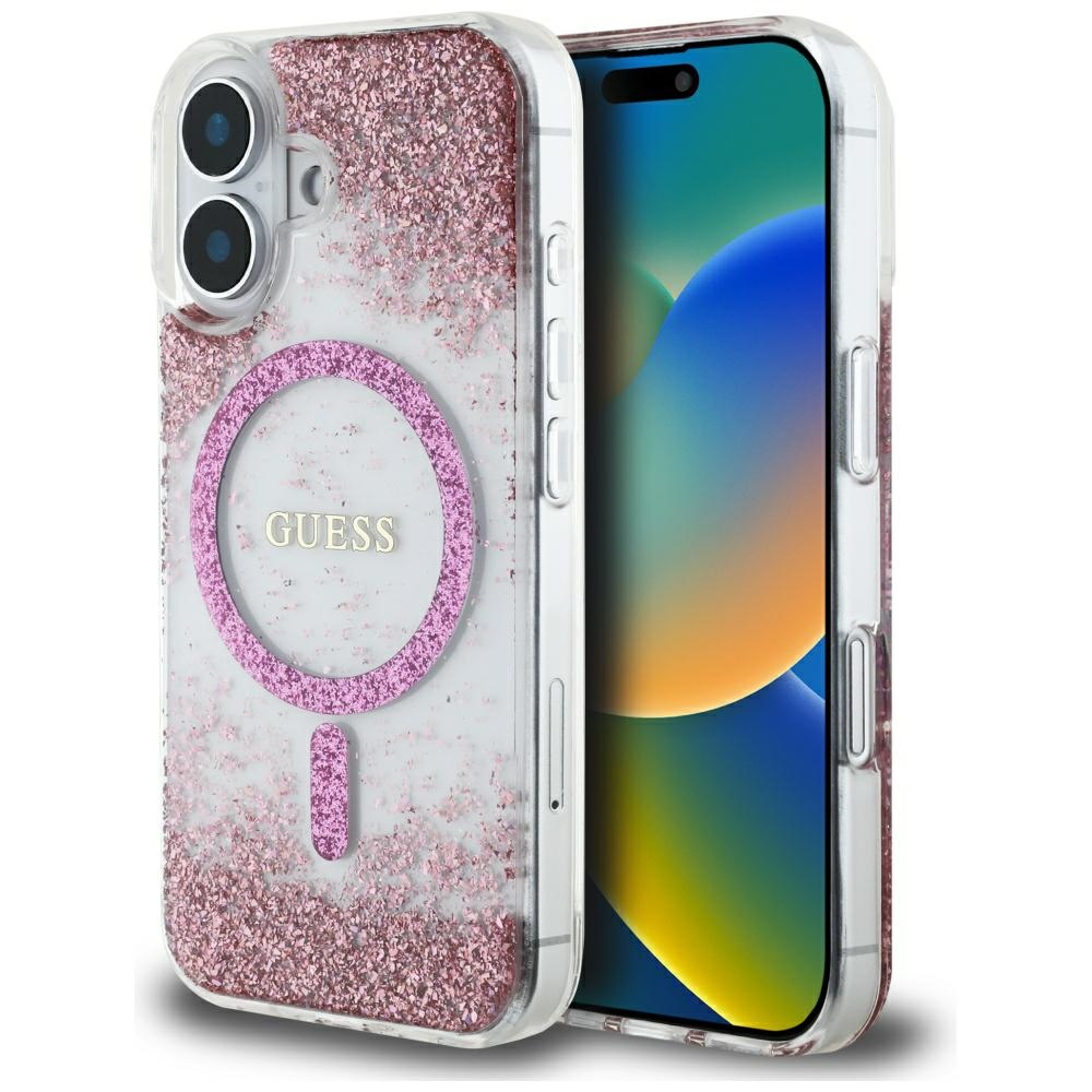 Guess - Hardcase Resin Bottom Glitter MagSafe (GUHMP16SRGRGEP) - iPhone 16 - Pink [1]