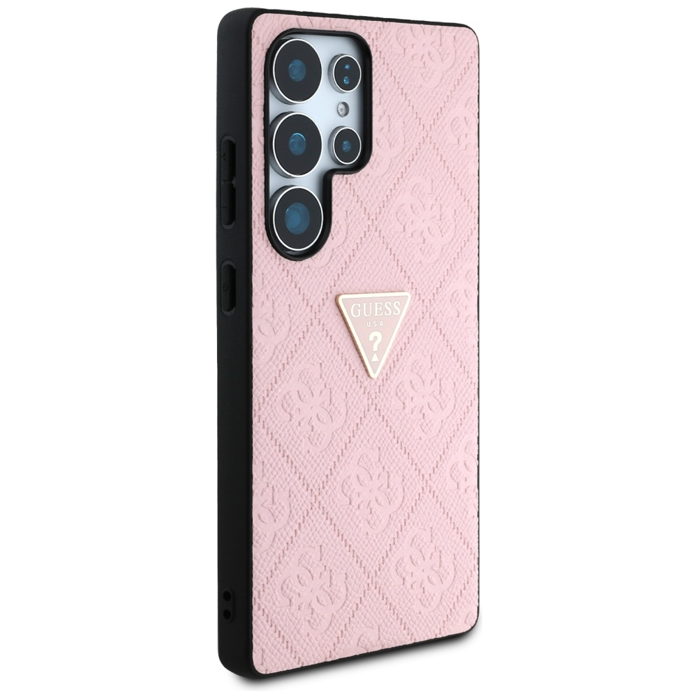 Guess - Leather Grained Hot Stamp 4G Triangle Metal - Samsung Galaxy S25 Ultra - Pink [3]
