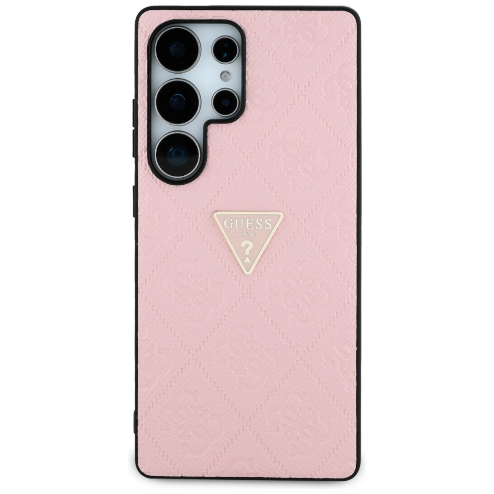 Guess - Leather Grained Hot Stamp 4G Triangle Metal - Samsung Galaxy S25 Ultra - Pink [5]