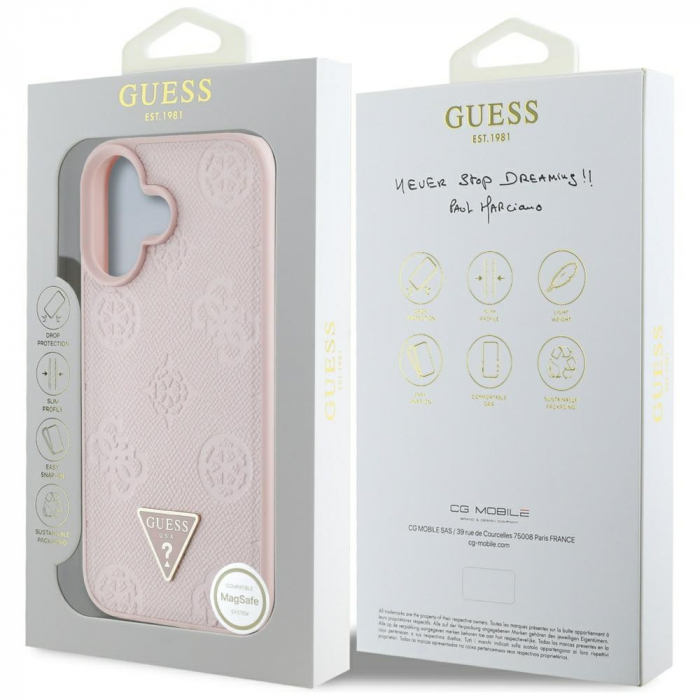 Guess - Peony Grained Hot Stamp Triangle MagSafe (GUHMP16SPGBTMP) - iPhone 16 - Pink [3]