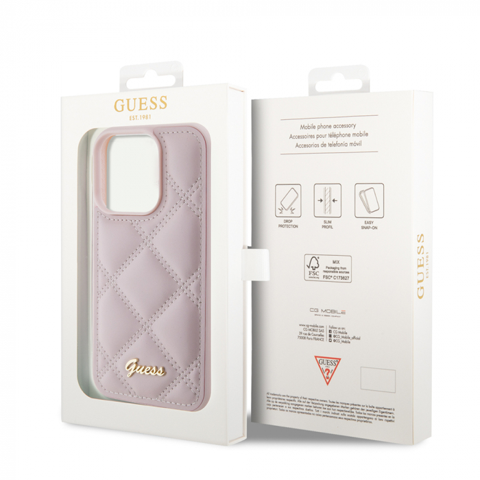 Guess - Quilted Metal Logo (GUHCP15LPSQSQSP) - iPhone 15 Pro - Pink [5]