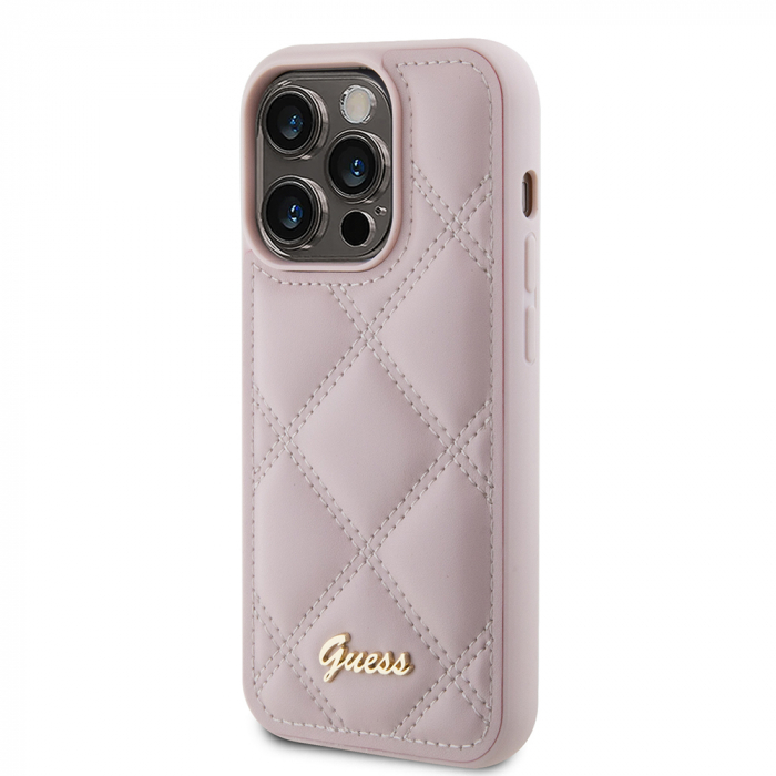 Guess - Quilted Metal Logo (GUHCP15LPSQSQSP) - iPhone 15 Pro - Pink [1]