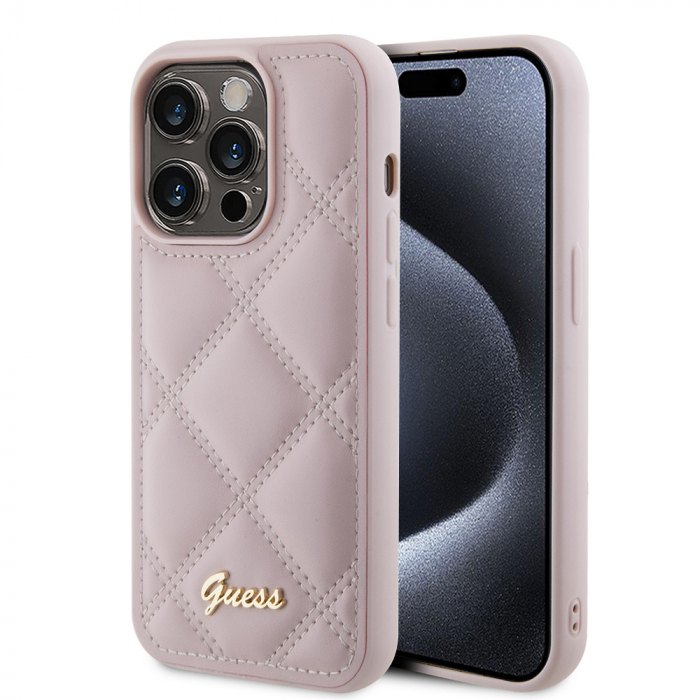 Guess - Quilted Metal Logo (GUHCP15LPSQSQSP) - iPhone 15 Pro - Pink [6]