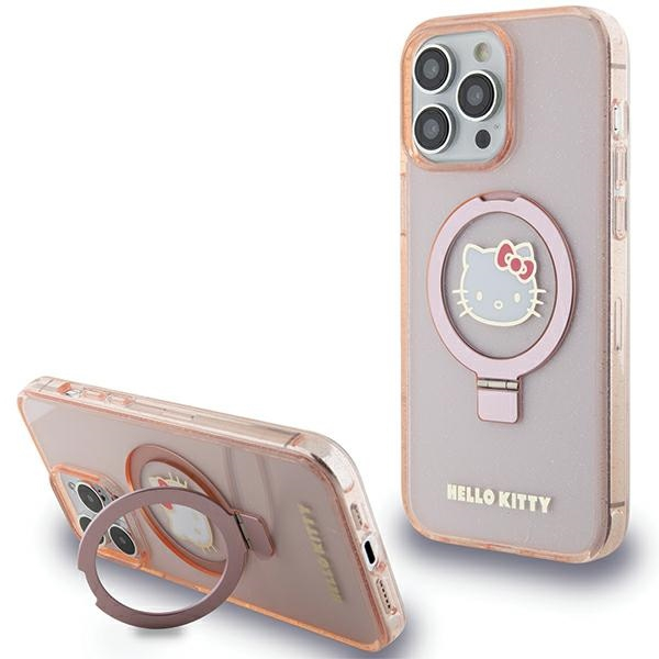 Hello Kitty - Hardcase Ring Stand Glitter Electrop Logo MagSafe (HKHMP15XHRSGEP) - iPhone 15 Pro Max - Pink [1]