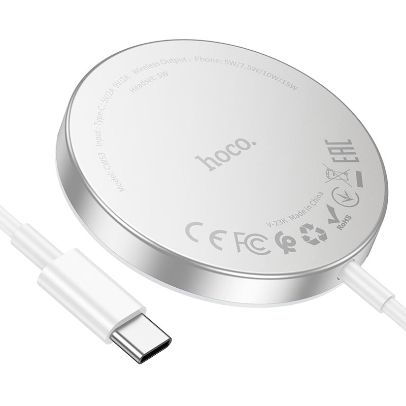 Hoco (CW53) - Incarcator Wireless, Magnetic, 15W, Qi Charging, Universal | Silver [6]