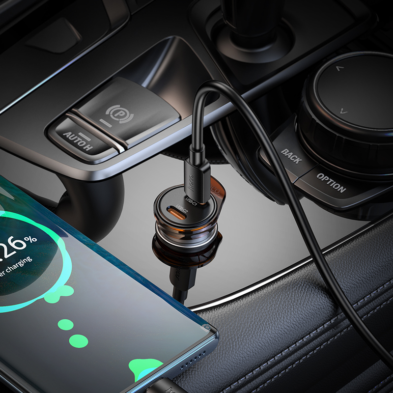 Hoco (NZ16B) - Incarcator Auto + Cablu USB-C, 1m, PD45W, 2xUSB-C [4]