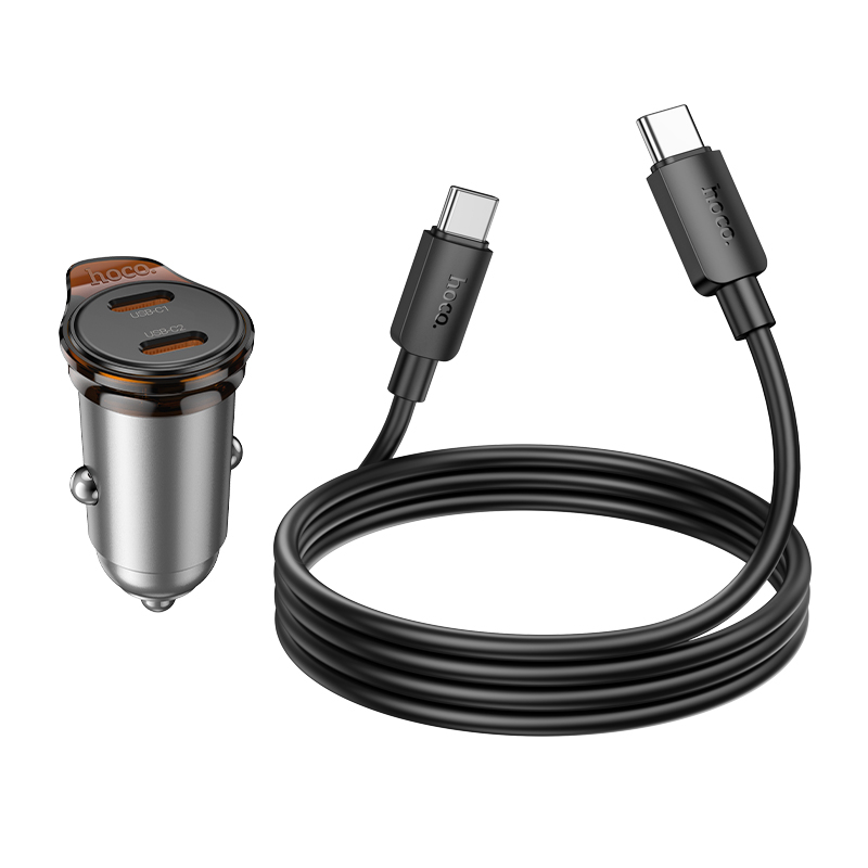 Hoco (NZ16B) - Incarcator Auto + Cablu USB-C, 1m, PD45W, 2xUSB-C [3]