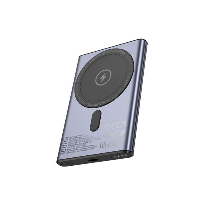 Hoco (Q32) Baterie de rezerva, Powerbank Wireless, Magentica, PD20W, 1xUSB-C (5.000mAh), Metal GRAY [2]