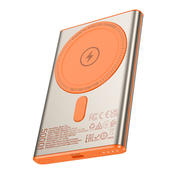 Hoco (Q32) Baterie de rezerva, Powerbank Wireless, Magentica, PD20W, 1xUSB-C (5.000mAh), Titanium GOLD [2]