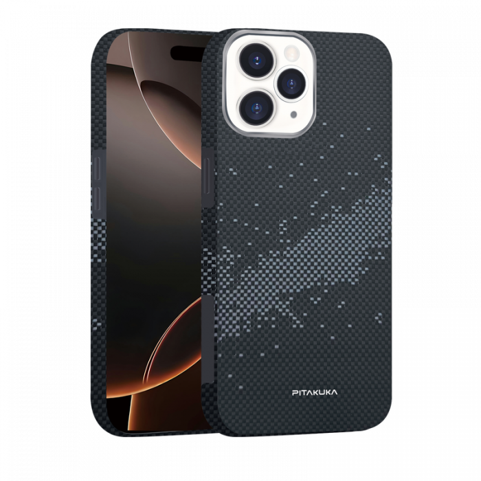 Husa Aramid PTK » iPhone 16 Pro Max, Kevlar Fiber, cu MagSafe, Splash GRAY [1]