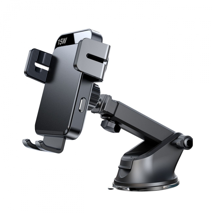 Joyroom (JR-ZS219) - Suport Auto cu incarcare Wireless, 15, fixare dubla, montaj Bord, Magnetic, AutoSense, MultiAngle, Black [6]