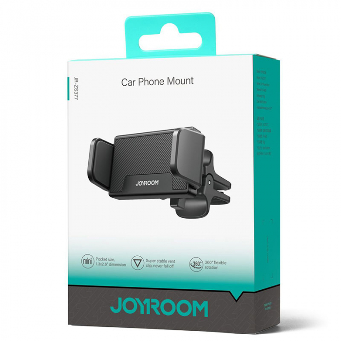 Joyroom (JR-ZS377) - Suport Auto, cu cleme laterale, montaj Ventilatie, Compact Size, Anti-Slip, Black [1]