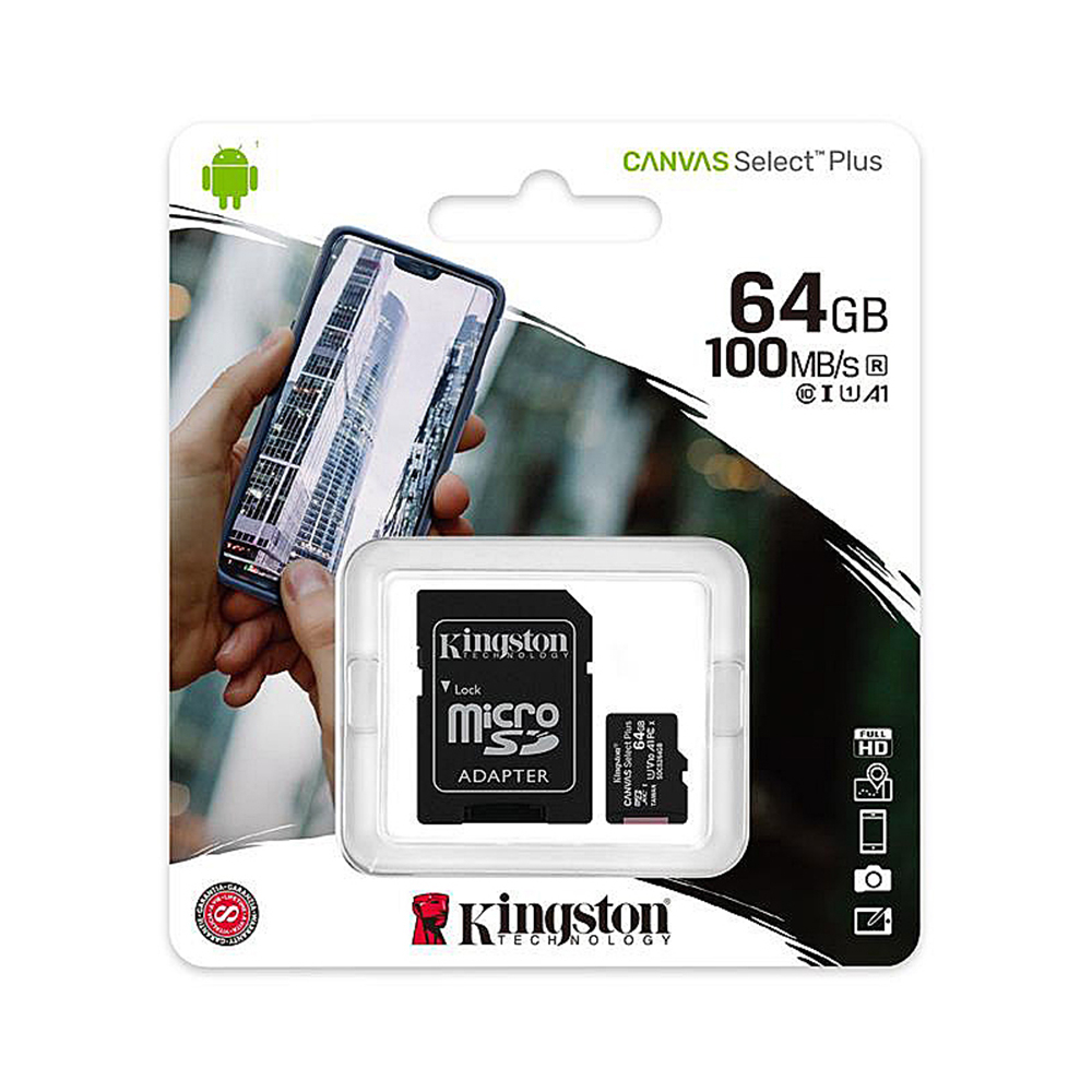 Kingston - Memory Card Canvas Select Plus (SDCS2/64GB) - Android A1 MicroSDXC, Adapter, 64GB, Class 10 / UHS-1 U3 - Black [1]