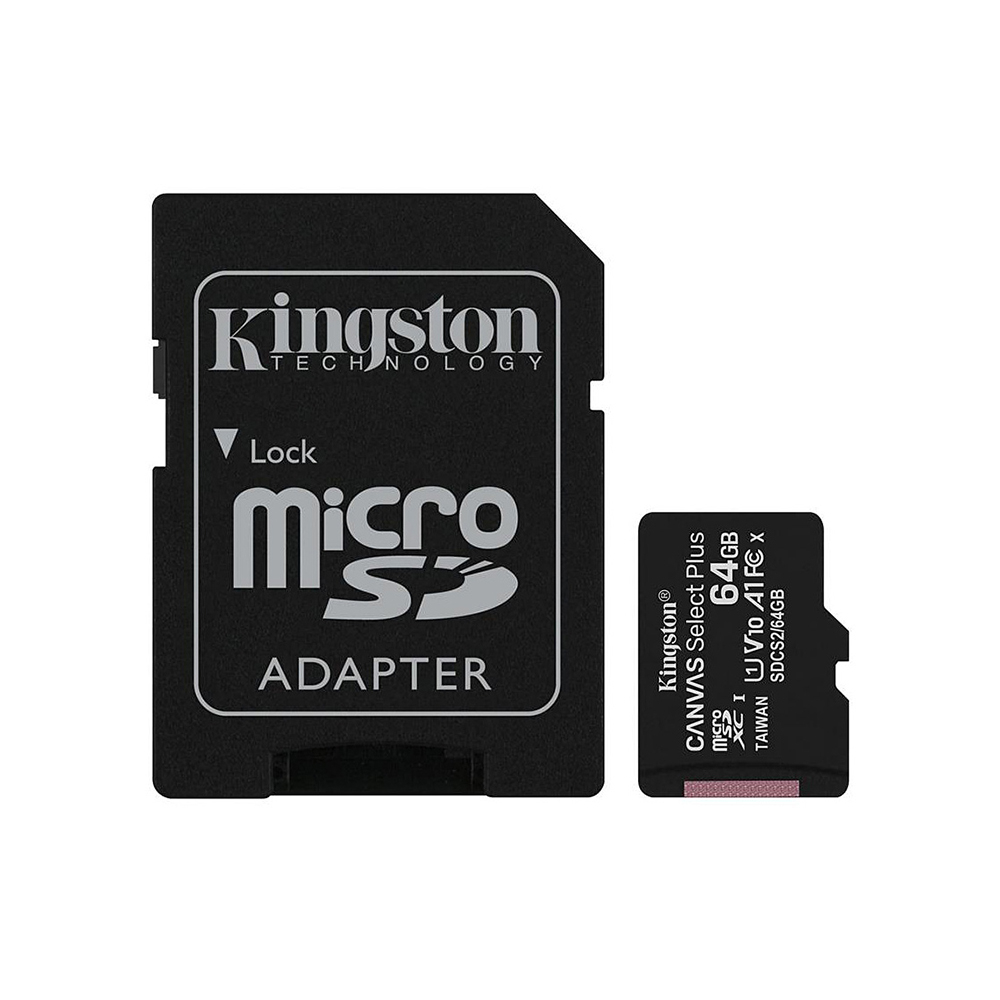 Kingston - Memory Card Canvas Select Plus (SDCS2/64GB) - Android A1 MicroSDXC, Adapter, 64GB, Class 10 / UHS-1 U3 - Black [2]