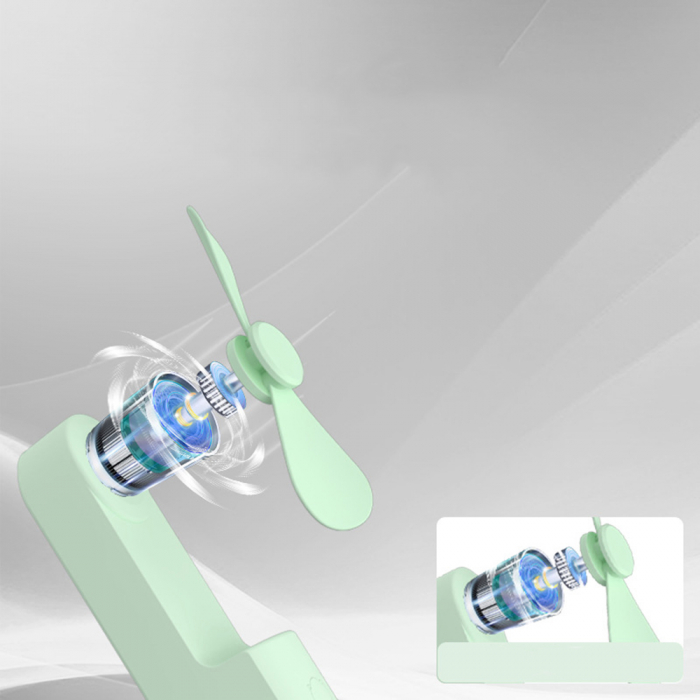 Mini Portable Hand Fan (HZ001) - 2000mAH, USB Rechargeable, 3 Speeds Adjustable - Pink [3]