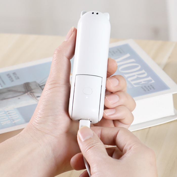 Mini Portable Hand Fan (HZ001) - 2000mAH, USB Rechargeable, 3 Speeds Adjustable - White [3]