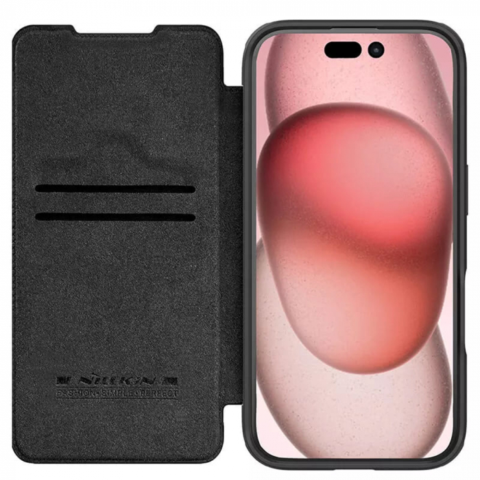 Nillkin - Qin Prop Plain Leather Case - iPhone 16 - Black [1]